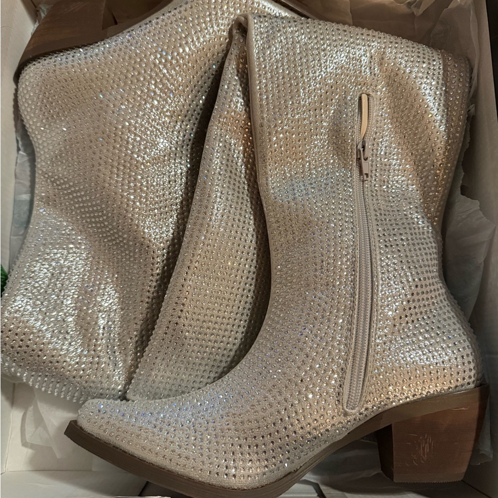 Silver Rhinestone Women's Boots